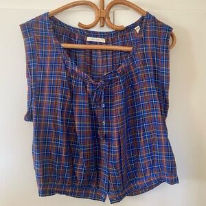 Doen Roselle Plaid Top Medium